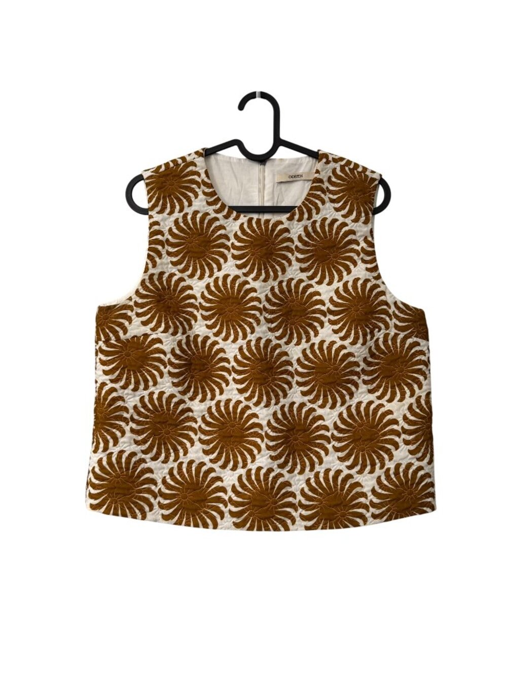 Odeeh Asters Quilted Neutral Rock Print Sleeveless Top Womens Size 38